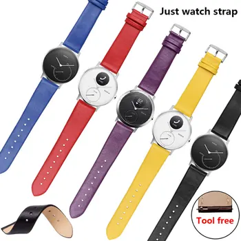 18mm 20mm Plono odinis dirželis smart watch priedai mens spalvų natūralios odos apyrankė tinka Withings Activite/ plienas/ Pop