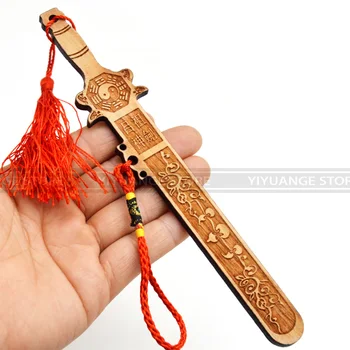 Fengshui persikų medienos kardas rankdarbių namų Drožyba apdailos, dekoro priedai