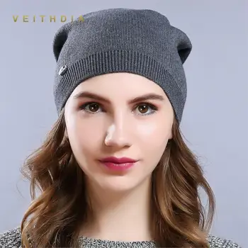 VEITHDIA Mados Moterų Kepurės Megztos Vilnos Rudens Žiemos Atsitiktinis Aukštos Kokybės visiškai Naujas 2019 Karšto Pardavimo Skrybėlę Moterų Skullies Beanies