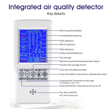 Formaldehido Tikslių Bandymų KD2.5 KD10 CO2 JOMS Detektorius Namų Biuro Patalpose Matavimo Įrankis Oro Kokybės Daugiafunkcinis Ekranas