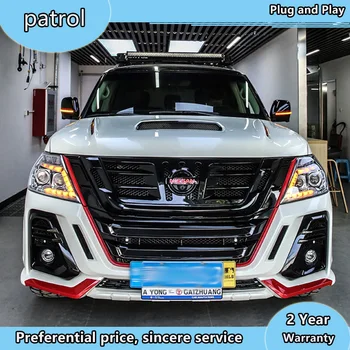 Automobilių Stiliaus priekinis žibintas, Skirtas Nissan Patrol žibintai 2010-2019 nissan patrol Y62 žibintas Visi LED žibintai+Dinaminis posūkio