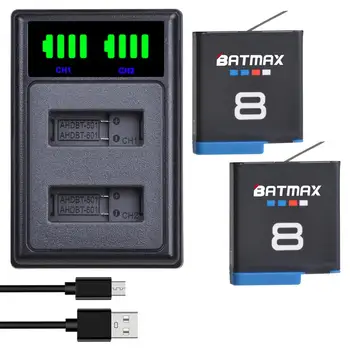Batmax Už go pro hero 8 Gopro 8 Li-ion baterija +LED USB Dual Įkroviklį su C Tipo uosto Gopro hero 8 Veiksmo Kameros