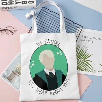 Draco Malfoy džiuto pirkinių krepšys krepšys shopper rankinė nešti bolsa maišelį string medžiaga cabas