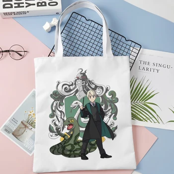 Draco Malfoy džiuto pirkinių krepšys krepšys shopper rankinė nešti bolsa maišelį string medžiaga cabas
