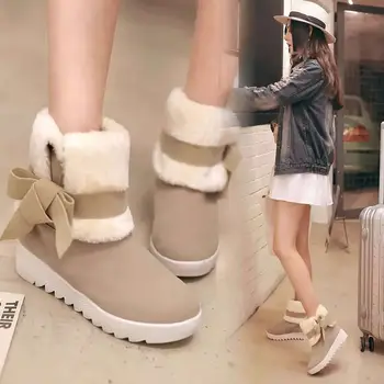 Sniego batai moteriška vamzdis rudens ir žiemos moterų batai studentams, saldus, storas dugnas 2018 naujas plus aksomo šilti kailiniai batai