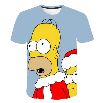 Simpson Animacija, 3D spausdinti marškinėliai vyriški moteriški Apvalios Apykaklės trumpomis Rankovėmis Vasarą idiotiškas Famliy Kalėdų marškinėliai