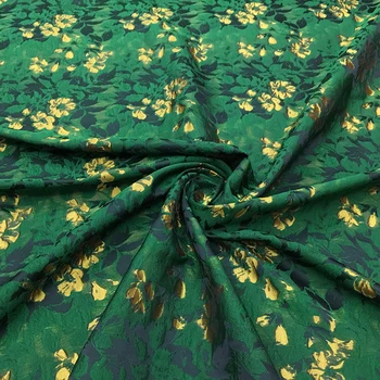 HLQON Aukštos kokybės spausdinta verpalai dažyti žakardo brokatas poliesteris žalia audinys naudojamas audinių moterų aprangos drabužių kratinys