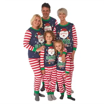 2020 Santa spausdinti Dryžuota pižama Pižama Kalėdų vakarėlį drabužių Kalėdų Šeimos atitikimo Pižama Nustatyti suaugusių vaikų pižama