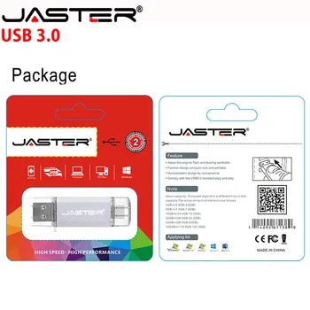 JASTER 3 in 1 OTG Pen Flash Drive USB 3.0 + Micro usb + Tipo C Pen Diskas 128GB 64GB 32GB 16GB 8GB 4GB Pendrive Android/VNT