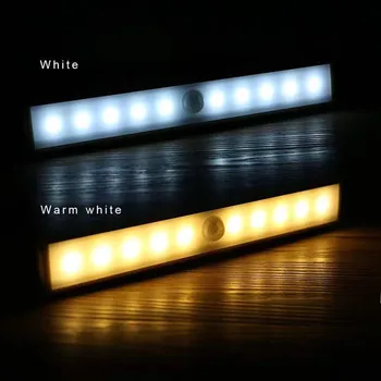 2VNT 10 LED Pagal Kabineto, Šviesos, Judesio Jutiklis Šviesos USB Įkrovimo Spinta Šviesos Klijuoti Ant bet Kur Spinta Stalčių Spinta