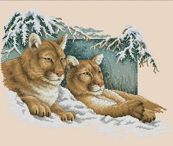 Aukščiausios Kokybės romantiškai nostalgiškų skaičiuojami kryželiu rinkinys Snieguotas Cougars pumas liūtai saulėlydžio žara 13655