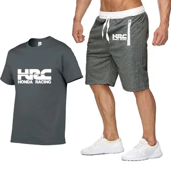 Vyrai Trumpas rankovės HRC lenktynių motociklo Vasaros t Shirt Mens Hip-Hop T-Shirt aukštos kokybės Medvilnės T Marškiniai, kelnės, kostiumas, Sportiniai