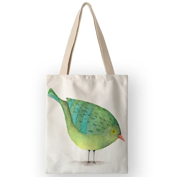 Cute Little Paukštis Spausdinti Nešti Maišą Drobės Pirkinių Shopper Bags Atsitiktinis 2019 Moterų Rankinės Pečių Maišą su kišenėmis AKB01017