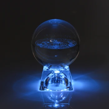 6cm 3D Graviruotas Galaxy Saulės Sistemos Kristalų Lempos Naktį Šviesos Šviesos Amatų Stiklo apvalus Rutulys Namų Biuro Stalo Dekoro Lemputė Dovanų
