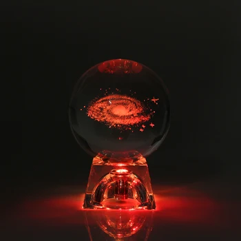 6cm 3D Graviruotas Galaxy Saulės Sistemos Kristalų Lempos Naktį Šviesos Šviesos Amatų Stiklo apvalus Rutulys Namų Biuro Stalo Dekoro Lemputė Dovanų