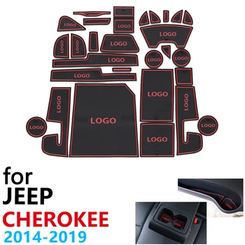 Anti-Slip Gumos Puodelio, Pagalvėlės, Durų Groove Kilimėlis Jeep Cherokee KL~2019 2016 2017 2018 28Pcs Priedai kilimėlis telefono