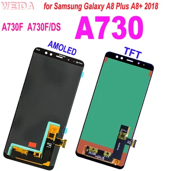 AAA+ LCD Samsung Galaxy A8 Plius 2018 A730 A730F A730F/DS LCD Ekranas Jutiklinis Ekranas skaitmeninis keitiklis Asamblėjos Galaxy A730 LCD