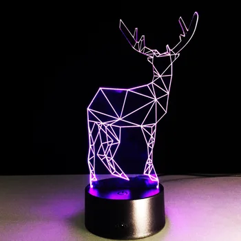 Elnias 3D Ilgai Horned Lempos Kalėdų Dekoro Naktį Šviesos Įtaisą, LED Apšvietimas, Miegamasis Office Home Kavinė Apšvietimo Vaikas Naujovė Dovana