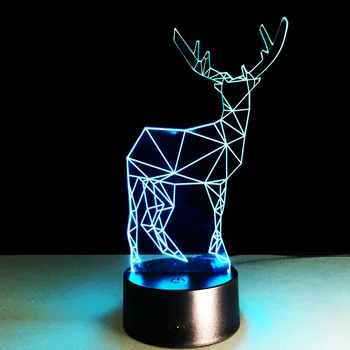 Elnias 3D Ilgai Horned Lempos Kalėdų Dekoro Naktį Šviesos Įtaisą, LED Apšvietimas, Miegamasis Office Home Kavinė Apšvietimo Vaikas Naujovė Dovana