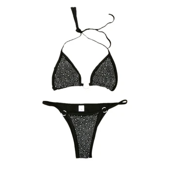 Naujas Seksualus Paplūdimio Mini Bikini Diamond Blizgučiai maudymosi kostiumėlį, maudymosi Kostiumėliai, 2VNT Kamšalu Liemenėlės Aukšto Juosmens G-string Dirželius Moterų Mikro Bikinis