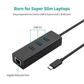 10 vnt. aukštos kokybės USB 3.0 Hub Tipas-c Tinklo plokštė OTG USB Šakotuvai C Tipo su Rj45 Lan Adapteris Gigabit Ethernet USB Skirstytuvo