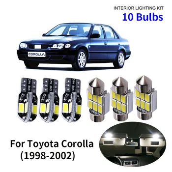 10vnt Automobilių Reikmenys Baltas Interjeras, LED elektros Lemputes Paketą Rinkinys Už 1998-2002 M. Toyota Corolla T10 31MM Žemėlapis Dome Kamieno Lempos