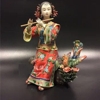 Kinų Stiliaus Kūrybinės Keramikos Klasikinė Fleita Motinos Statula Mielas Gražių Moterų Statulėlės Namų Puošybai Surinkimo Amatų R3966