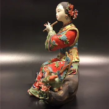 Kinų Stiliaus Kūrybinės Keramikos Klasikinė Fleita Motinos Statula Mielas Gražių Moterų Statulėlės Namų Puošybai Surinkimo Amatų R3966