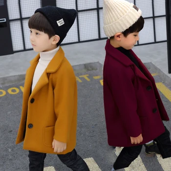 Ins karšto Kūdikių berniukų Vilnoniai paltai 1-5 metų Vaikų drabužiai, berniuko vilnoniai paltai rudens ir žiemos hickening tranšėjos Mados