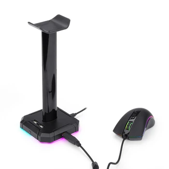 RGB laisvų Rankų Stendas su USB AUX Ausinių Stovo Laikiklį Žaidėjų Žaidimų PC Priedai Stalas
