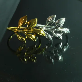Nemokamas pristatymas auksas, sidabras metalo lapų servetėlių žiedas 12 vnt