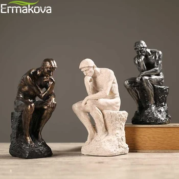 ERMAKOVA Abstraktaus Meno Mąstytojas Statula Galvojate Jūs Statulėlės Natūralių Smiltainio Amatų Skulptūra Šiuolaikinių Namų Biuro Apdailos