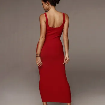 2020 Rankovių Bodycon Suknelė Vientisa Spalva Juoda Ir Raudona Seksuali Moteris Slim Vasaros Suknelės Stebėjimo Suspender Suknelė Moteriai#J30