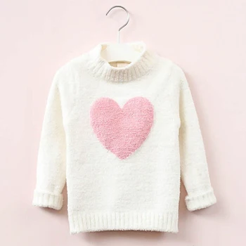 Megztinis mergaitei 2020 m. žiemos ilgos rankovės, šiltas pavasario megzti kūdikių mergaičių puloveris top 4 8 metus širdies megztinis mergaitėms DS29