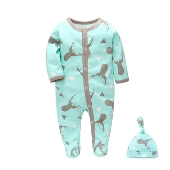 2vnt/Komplektas Naujagimiui Drabužius Rompers Kūdikiams, Kombinezonai Bodysuit Bebe Megztos Medvilnės Drabužius Roupas Kostiumas Pižama Sleepwear+Hat
