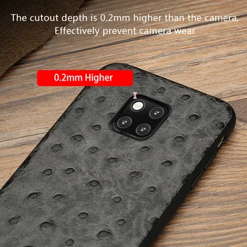 Originali Išdirbtos stručių odos telefoną atveju Huawei P20 30 Lite P40 Pro mate 20 pro Dangtelio Už Garbę 10 Lite 20i 20 pro V20 8x 9X