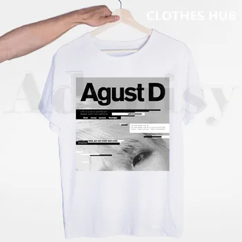 Agust D Fanart Menas Spausdinti AgustD 90s Grafinis Kpop Stiliaus Vyrų Marškinėliai O-kaklo Atsitiktinis Vasaros T-shirt Vyras Moteris Tees Viršūnės