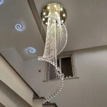Modernus Spiralinis Kristalų Laiptai, Lubų Liustra Loft Teatro Kūrybos Villa Salė Ilgai Kabo Lempa