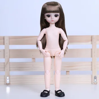 Nauja 30cm Bjd Doll Kilnojamojo Sąnarių 3D Akių Makiažas Išskirtinį 12 Colių Ilgio Plaukų Mados Plastiko Nuogas Lėlė Mergaitė Žaislą Dovanų