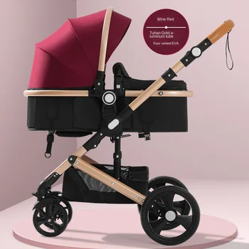 Aukštos kraštovaizdžio kelionės vežimėlis baby vaikutis gali sėdėti ir lankstymo lengvas, dviem-taip, amortizatorius keturi ratai kūdikiams vežimas