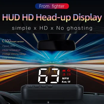 2020 Naujas OBD2 HUD Veidrodis Automobilių Head Up Display C100 HUD Skaitmeninis Greičio Projektorius Apsaugos Signalizacija Vandens Temp RPM KMH km / H Spidometras