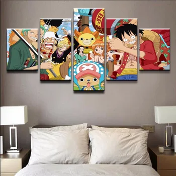 HD Spausdinti Šiuolaikinės Tapybos Ant Drobės 5 Gabalas/Vnt One Piece Anime Modulinės Nuotrauką Sienos Menas Namų Dekoro Plakatai, Rėmeliai Kambarį