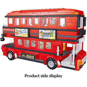 398pcs Miesto Creator Raudonas Dviaukštis Autobusas Modelio Blokai Technikos Pervežimai Autobusu Duomenys Plytų Žaislai Vaikams