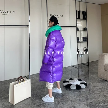 Gatvės Moterys dizaineris Prabanga Žemyn Striukė Žiemos Ilgi Paltai Golfo Ragų mygtuką Parkas Moterų Šiltas Outwear YNZZU 9O347
