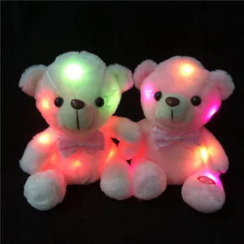 20cm Kūrybos Šviesą LED Meškiukas Iškamšos Pliušinis Žaislas Spalvinga Žėrintis Meškiukas Kalėdų Dovana Vaikams Vaikams