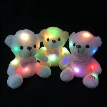 20cm Kūrybos Šviesą LED Meškiukas Iškamšos Pliušinis Žaislas Spalvinga Žėrintis Meškiukas Kalėdų Dovana Vaikams Vaikams
