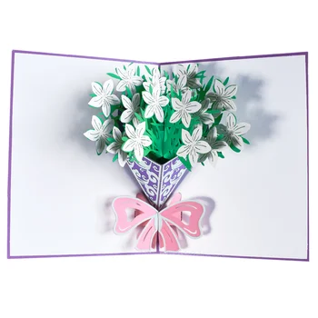10 Pak 3D Gardenia Puokštė Kortelės Pop-Up Motinos Diena Atvirukai Žmona Gimtadienio Visoms Progoms
