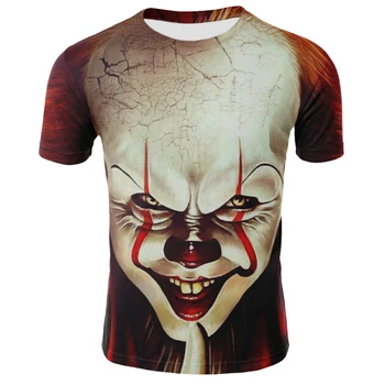 Vyriški Siaubo 3D Joker T-shirt Kūrybos T-shirt Apvalus Kaklas Trumpas Rankovės marškinėliai Didelis Drabužių Klounas