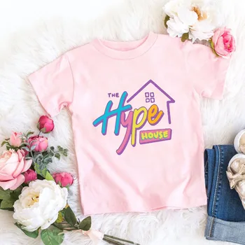 Hype Namas Spausdinimo marškinėlių Mada Vaikams, Drabužiai Berniukams, Rožinė T Shirt Girls Marškinėlius Vaikams Drabužių 2020 Naują Atsitiktinis marškinėliai
