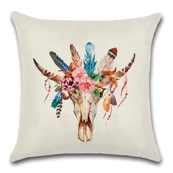 Indijos Bull galvos spalvingų plunksnų Pagalvėlės Dangtis Dekoracija Namuose namas sofa-lova, kėdės sėdynės pagalvės užvalkalą vaikams dovanų draugas metu